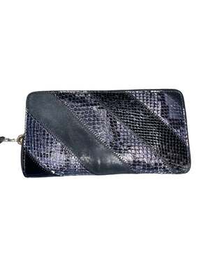 Tory Burch Gemini Link Mixed Snake-Embossed and Suede Continental Zip Wallet